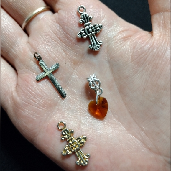 Silver and Gold Cross Pendant Set - Picture 1 of 7